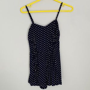 Navy Blue Polka dot romper, size XS